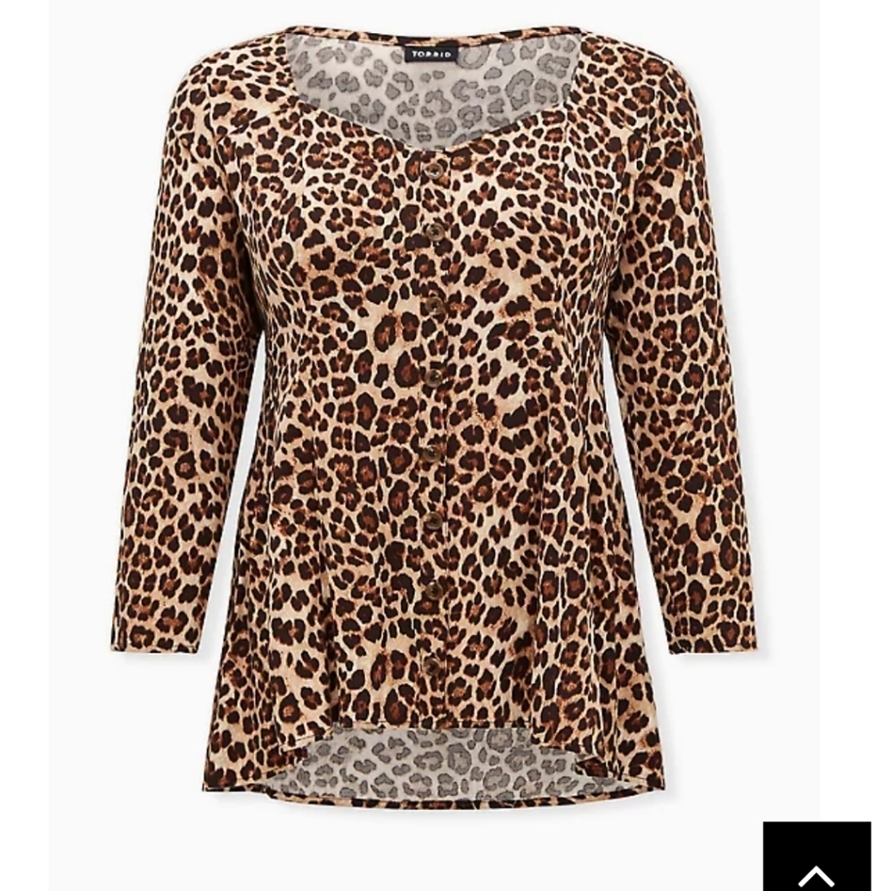 🆕 3X LEOPARD CHALLIS BUTTON FIT & FLARE TOP